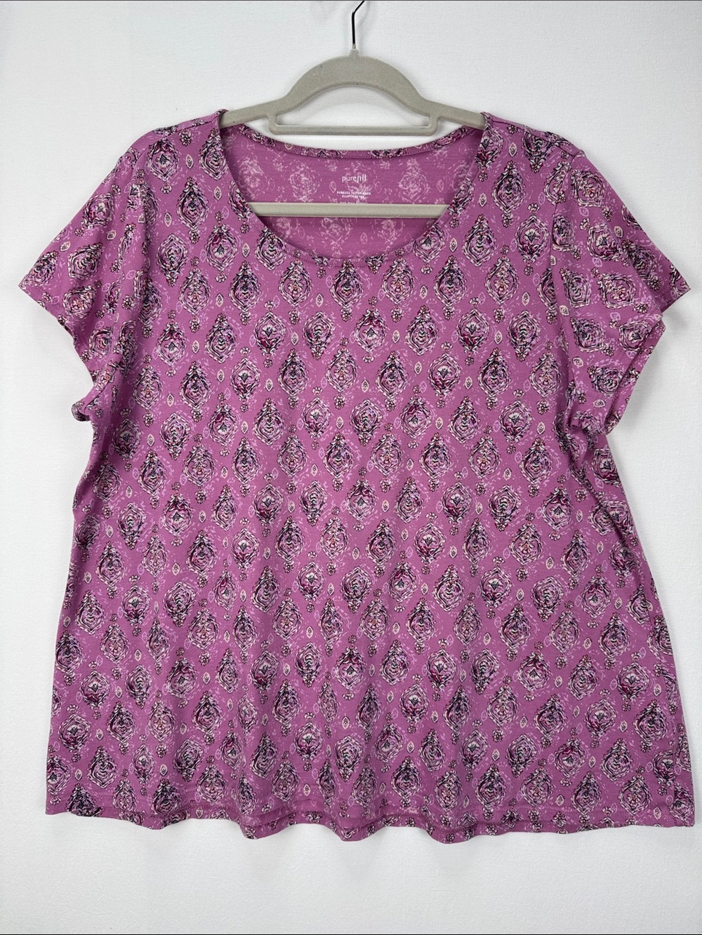 PureJill 100% Pima Cotton Scoop Neck Elliptical Tee Tops Size L Petite Set of 2 - Picture 5 of 8